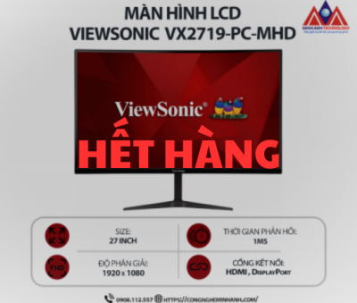 Màn hình máy tính Viewsonic VX2719-PC-MHD (27 inch VA/ 1920 x 1080/ 250 cd/m2/ 1ms/ 240Hz/ Curved), bảo hành 24 tháng
