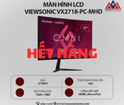 Màn hình máy tính Viewsonic VX2718-PC-MHD (27 inch VA/ 1920 x 1080/ 250 cd/m2/ 1ms/ 165Hz/ Curved), bảo hành 24 tháng
