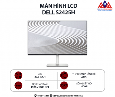 Màn hình máy tính Dell S2425H (23.8 inch IPS/ 1920 x 1080/ 250 cd/m2/ 4ms/ 100Hz), bảo hành 24 tháng