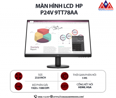 Màn hình máy tính HP P24v 9TT78AA (23.8 inch IPS/ 1920 x 1080/ 250 nits/ 5ms/ 60Hz), bảo hành 24 tháng
