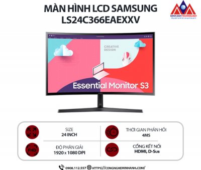 Màn hình máy tính Samsung LS24C366EAEXXV (24 inch VA/ 1920 x 1080/ 250 cd/m2/ 4ms/ 75Hz), bảo hành 24 tháng