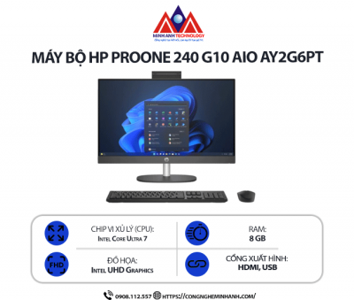 Máy bộ HP ProOne 240 G10 AIO AY2G6PT (U7 155U/ Ram 8GB/ SSD 512GB/ Windows 11 Home/ 1Y)