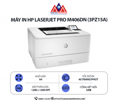 Máy in HP LaserJet M406DN  - In laser trắng đen, in 2 mặt tự động, kết nối mạng LAN, tốc độ cao