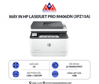 Máy in HP LaserJet Pro MFP 3103FDN (3G631A) – In trắng đen, in 2 mặt tự động, scan, copy, fax, kết nối mạng LAN