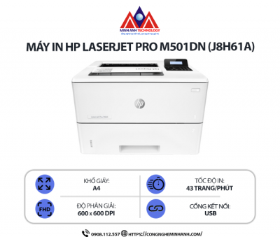 Máy in HP LaserJet Pro M501DN (J8H61A) - In laser trắng đen, in 2 mặt tự động, in mạng LAN, tốc độ cao