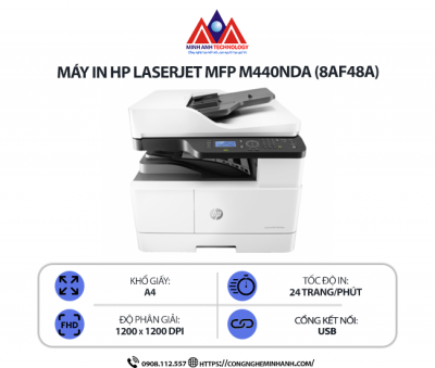 Máy in HP LaserJet MFP M440NDA (8AF48A) - In laser đen trắng đa năng, scan, copy, in 2 mặt tự động, kết nối mạng LAN