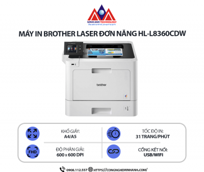 Máy in Brother HL-L8360CDW – In màu laser, in 2 mặt tự động, kết nối WiFi & mạng LAN