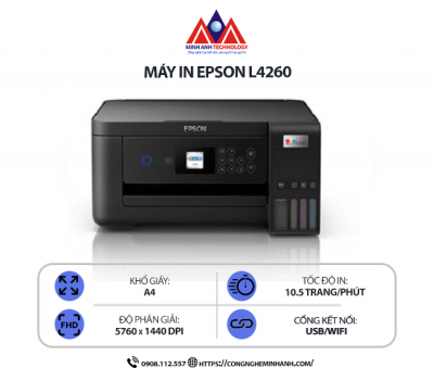 Máy in Epson L4260 – In phun màu đa năng, Scan, Copy, Print, in 2 mặt tự động, kết nối mạng WiFi