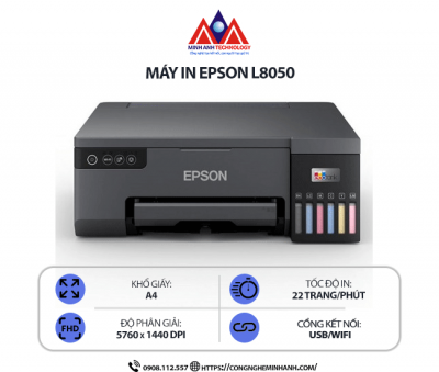 Máy in Epson L8050 - In phun màu đơn năng, in ảnh, kết nối mạng Wifi, in qua điện thoại