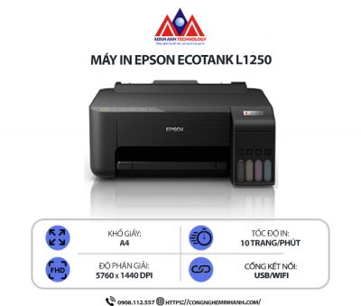 Máy in Epson L1250 - In phun màu đơn năng, in ảnh, kết nối mạng Wifi, in qua điện thoại