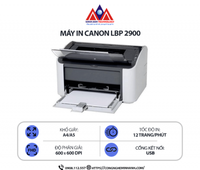 Máy in Canon LBP 2900 – In laser trắng đơn đơn năng, in 1 mặt, kết nối mạng USB, tốc độ cao