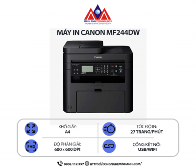 Máy in Canon MF244DW - In laser trắng đen, Scan, Copy, in 2 mặt tự động, kết nối mạng Wifi, in qua điện  thoại