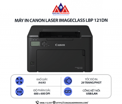 Máy in Canon Laser imageCLASS LBP121DN – In laser trắng đen đơn năng, in 2 mặt tự động, kết nối mạng LAN, USB tốc độ cao