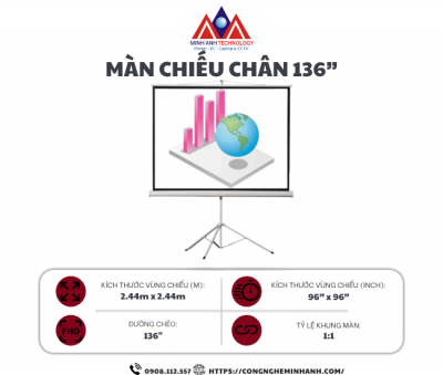Màn chiếu chân 136” (Chân Inox)