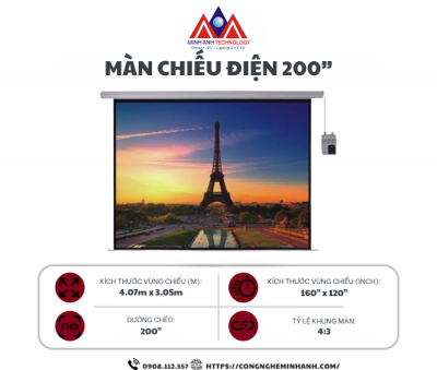 Màn chiếu điện 200”