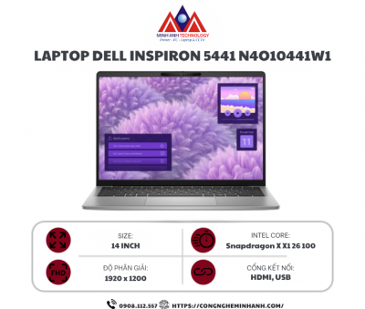 Laptop Dell Inspiron 5441 N4O10441W1 (Snapdragon X X1 26 100/ 16GB/ 1TB SSD/ 14 inch FHD+/ Win 11/ Office/ Grey/ Vỏ nhôm/ 1Y)