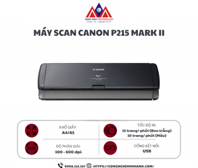 Máy Scan Canon P215 II (A4/A5/ Đảo mặt/ ADF/ USB)