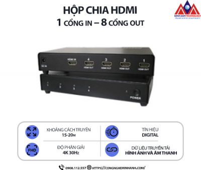 HỘP CHIA HDMI 1 cổng in – 8 cổng out