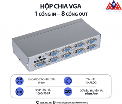 HỘP CHIA VGA 1 cổng in – 8 cổng out