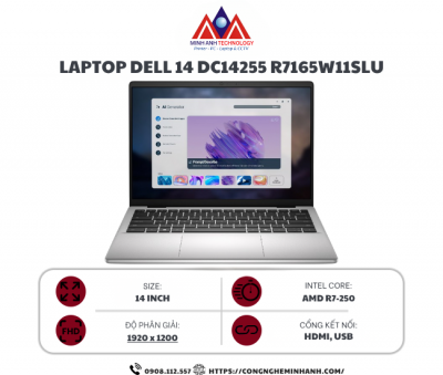 Laptop Dell 14 DC14255 R7165W11SLU (AMD Ryzen 7 250/ 16GB/ 512GB/ AMD Radeon/ 14 inch FHD+/ Win 11/ Office/ Bạc)