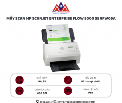 Máy Scan HP ScanJet Enterprise Flow 5000 S5 6FW09A (A4/A5/ Đảo mặt/ ADF/ USB)