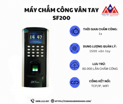 Máy Chấm Công Vân Tay SF200