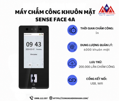 Máy Chấm Công khuôn mặt Sense Face 4A