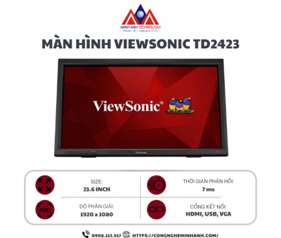 Màn hình cảm ứng Viewsonic TD2423 (23.6Inch/ Full HD/ 7ms/ 75HZ/ 250cd/m2/ VA/ Tích hợp Loa)