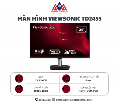 Màn hình cảm ứng Viewsonic TD2455 (23.8Inch/ Full HD/ 60HZ/ 250cd/m2/ IPS/ Tích hợp Loa)