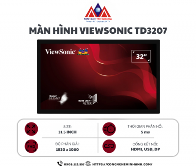 Màn hình cảm ứng di động Viewsonic TD3207 (31.5Inch/ Full HD/ 5ms/ VA/ Loa)