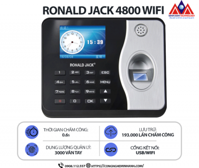 Máy chấm công vân tay RONALD JACK 4800 WIFI