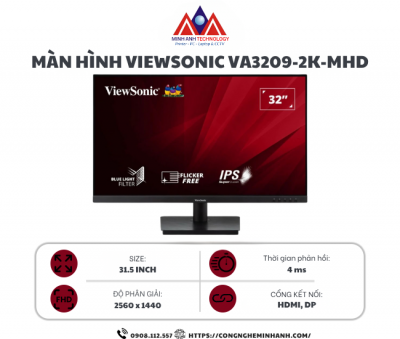 Màn Hình ViewSonic VA3209-2K-MHD (31.5 inch/ IPS/ QHD/ 75Hz/ 4ms)