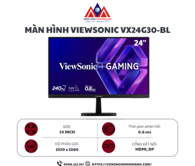 Màn hình gaming ViewSonic VX24G30-BL (23.8 inch/ FHD/ IPS/ 240Hz/ 0.8ms)