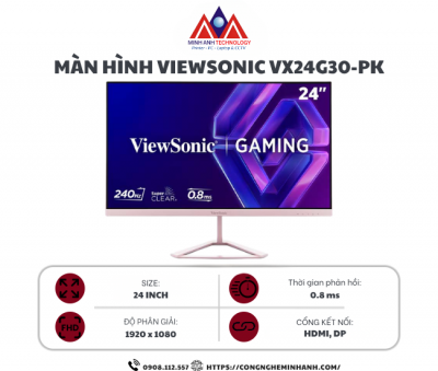 Màn Hình Gaming ViewSonic VX24G30 (23.8 inch/ IPS/ FHD/ 240Hz/ 0.8ms)
