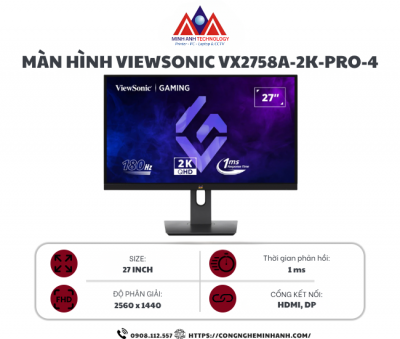Màn Hình Gaming ViewSonic VX2758A-2K-PRO-4 (27 inch/ IPS/ 2K/ 180Hz/ 1ms)