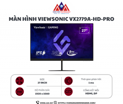 Màn Hình Gaming ViewSonic VX2779A-HD-PRO (27 inch/ IPS/ FHD/ 240Hz/ 1ms)