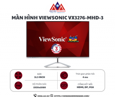 Màn hình ViewSonic VX3276-MHD-3 (31.5 inch/FHD/IPS/75hz/4ms)