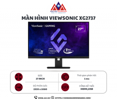 Màn Hình Gaming ViewSonic XG2737 (27 inch/ IPS/ FHD/ 520Hz/ 1ms/ Speaker)
