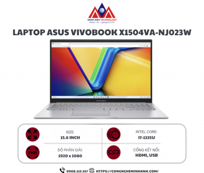 Laptop Asus Vivobook X1504VA-NJ023W (i7 1355U/ 16GB/ 512GB SSD/ 15.6 inch FHD/ Win11/ Silver)