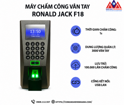 Máy Chấm Công Vân Tay RONALD JACK F18