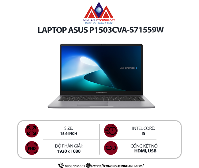 Laptop Asus P1503CVA (i5-13420H/16GD5/512G-SSD/W11H XÁM)